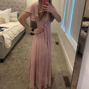 Arbor Floor Length, Flutter Sleeve Dress, size Small